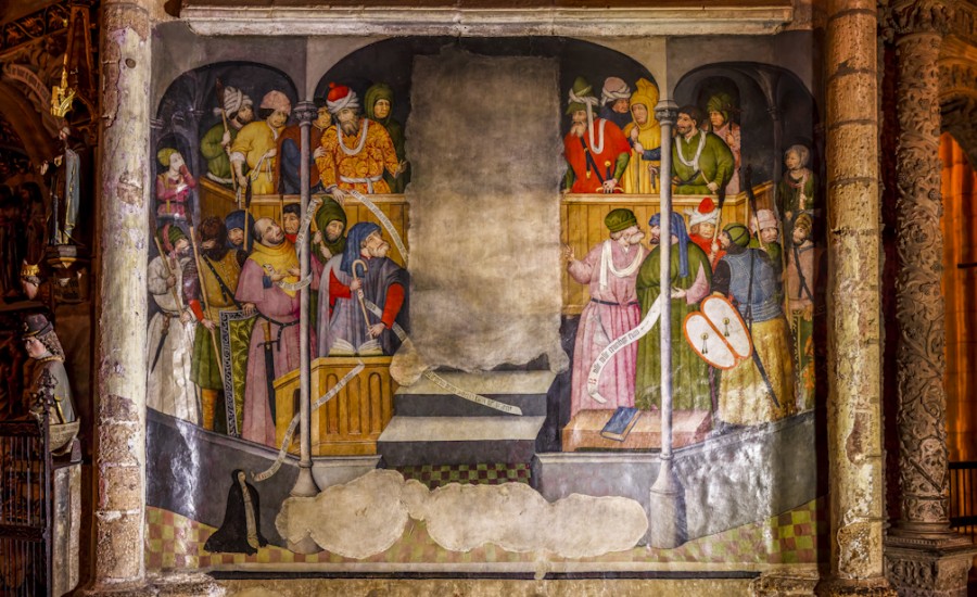 Panorámica del fresco de Nicolás Francés. Ecce Homo. Catedral de León