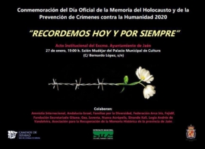 El día 27 de enero a las 19h se celebrará en el Salón Mudéjar del Palacio Municipal de Cultura (calle Bernardo López, s/n), el Acto Institucional de Conmemoración del Día Oficial de la Memoria del Holocausto y de la Prevención de Crímenes contra la Humanidad.